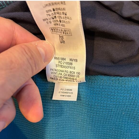 PATAGONIA Navy Blue M's Adze Hybrid Full Zip Outdoor Windbreaker Jacket Medium - Picture 8 of 9